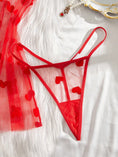 Cargar la imagen en la vista de la galería, The matching red heart-flock mesh thong
