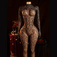 Cargar la imagen en la vista de la galería, Black leopard lace bodystocking, front view on a mannequin
