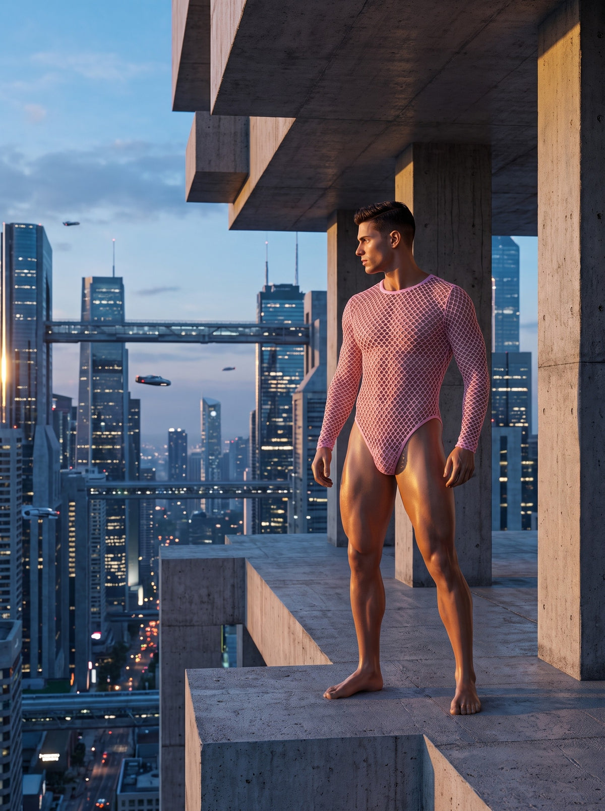 Worn on a rooftop at dusk
