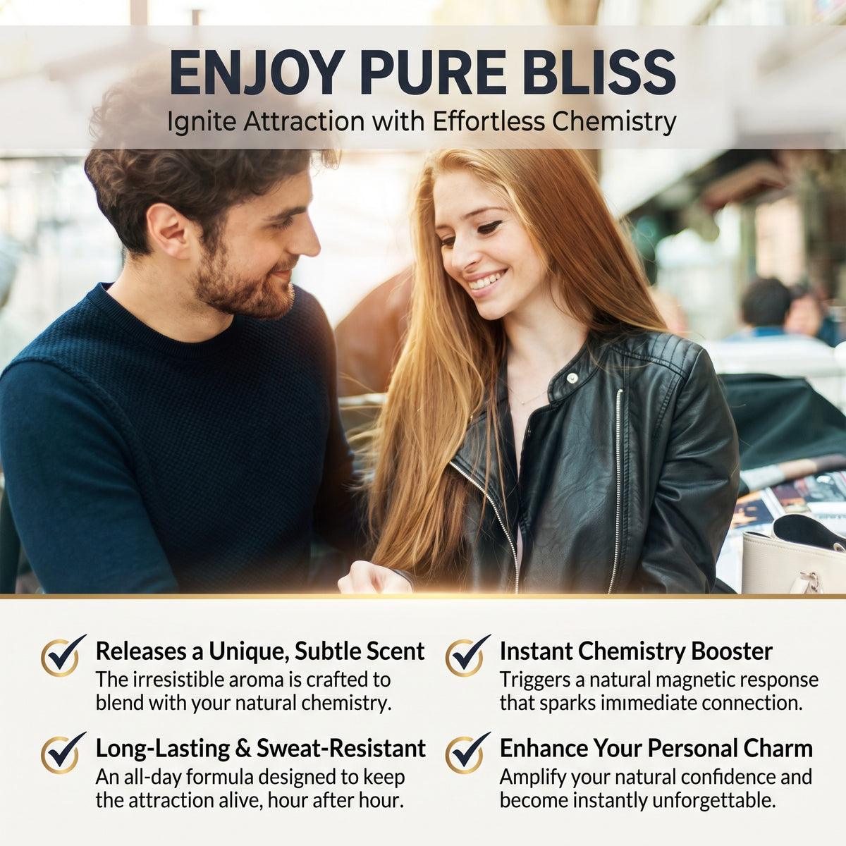Four points about the fragrance: a subtle signature scent, long lasting and sweat resistant, an instant chemistry boost, and enhanced personal charm