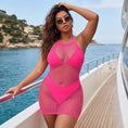 Load image into Gallery viewer, The cover-up worn at a yacht rail, showing the high halter neckline
