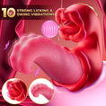 Cargar la imagen en la vista de la galería, Close-up of the rose head's tip and the textured arm in motion, captioned 10 strong licking and swing vibrations
