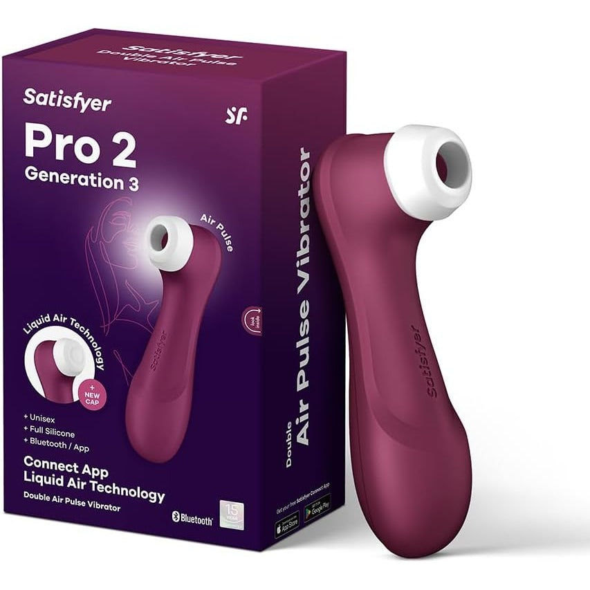 Satisfyer Pro 2 Generation 3 in wine red with its box