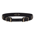 Cargar la imagen en la vista de la galería, Black leather waist strap with two gold roller buckles
