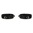 Cargar la imagen en la vista de la galería, Pair of black leather thigh cuffs with gold D-rings
