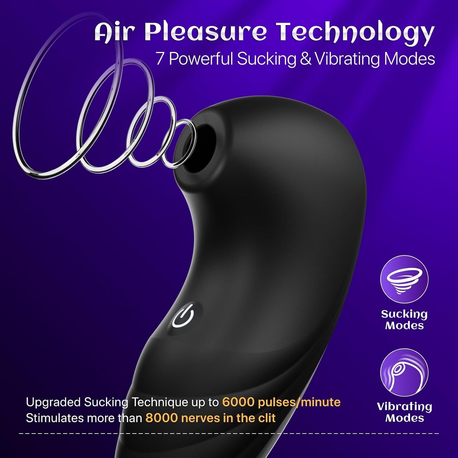 Air pulse technology with 7 sucking and vibrating modes