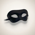 Cargar la imagen en la vista de la galería, Black Venetian Colombina half face masquerade mask with satin ribbon ties
