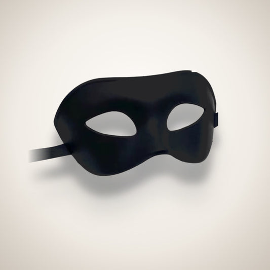 Black Venetian Colombina half face masquerade mask with satin ribbon ties