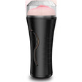 Cargar la imagen en la vista de la galería, Vibrating pocket stroker with black outer shell and textured inner sleeve
