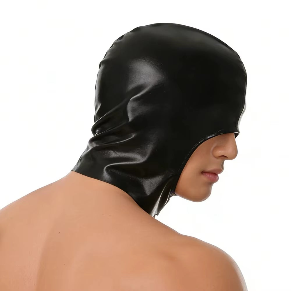 Side profile of glossy black stretch hood